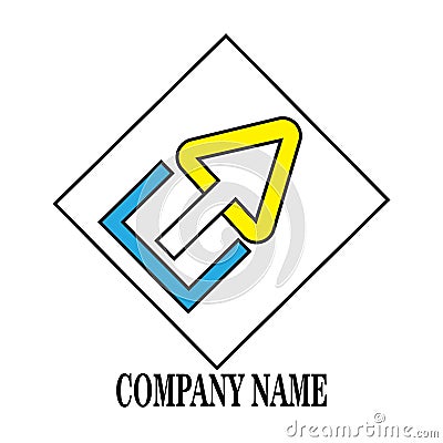 Letter E and Arrow icon Stock Photo