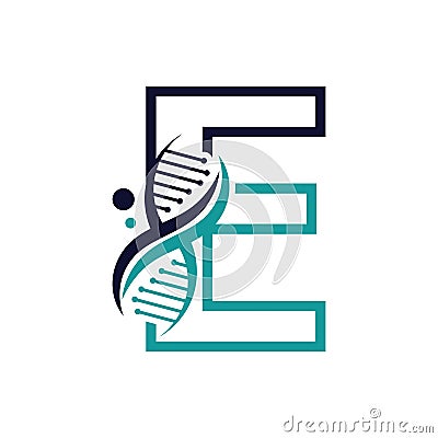 Letter E with DNA logo or symbol Template design vector Vector Illustration