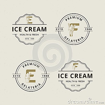 Letter E and F with abstract ice cream logo template Vector Illustration