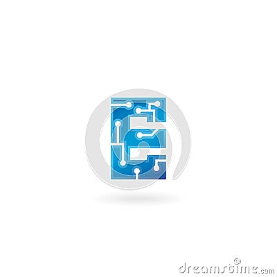 Letter E icon. Technology Smart logo, computer and data related business, hi-tech and innovative, electronic. Vector Illustration