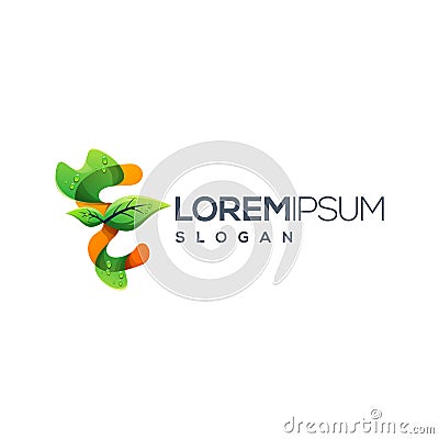 Letter E leaf logo design Vector Illustration