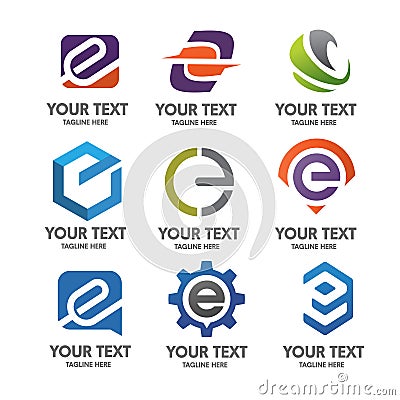 Letter E logo set Vector Illustration