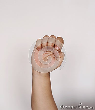 Letter E the sign language for deaf Stock Photo