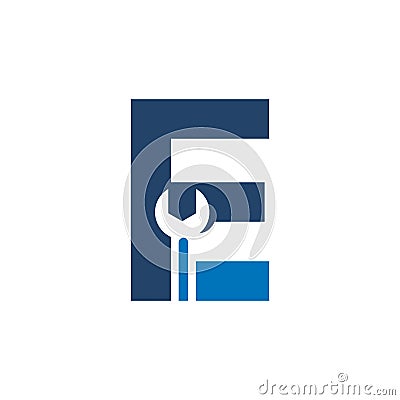 Letter E Wrench Logo Design. Handyman Repair Service. Technology Construction Industry Vector Icon Vector Illustration