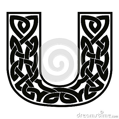 Letter with Celtic ornament. Vector Illustration