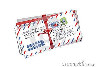 Letter envelope to Santa Finland with red ribbon Vector Illustration