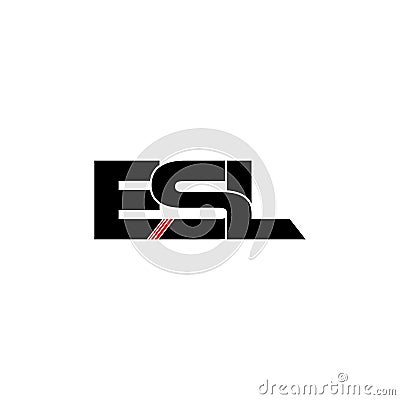 ESL letter monogram logo design vector Cartoon Illustration