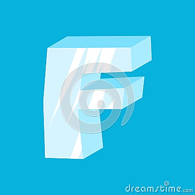Letter F ice font. Icicles alphabet. freeze lettering. Iceberg A Vector Illustration