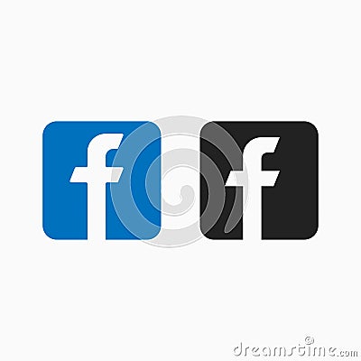 Letter f, popular network, vector icon in facebook style Vector Illustration