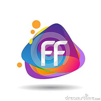 Letter FF logo with colorful splash background, letter combination logo design for creative industry, web, business and company Vector Illustration