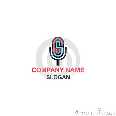 Letter FSU initial logo, abstract microphone with letter F S and U. Vector Illustration