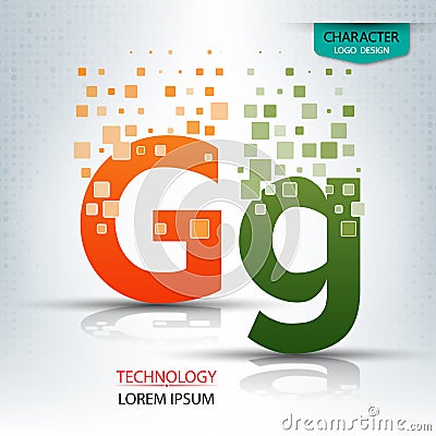 The letter G, character digital technology logo design Cartoon Illustration
