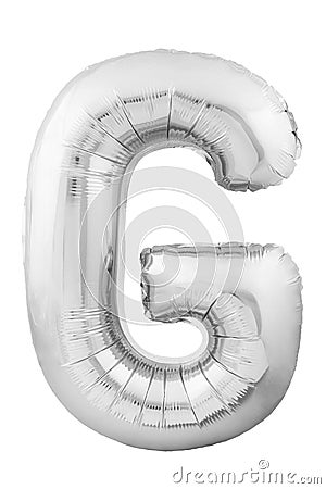 Letter G made of chrome silver inflatable balloon isolated on white background Stock Photo