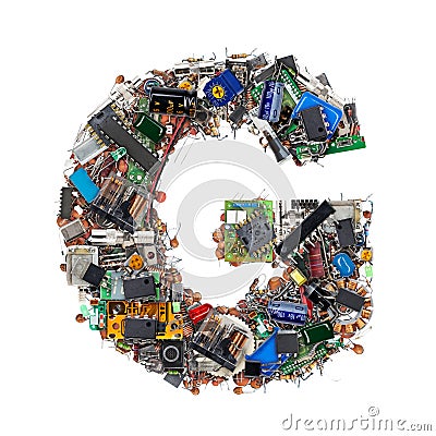 Letter G made of electronic components Stock Photo