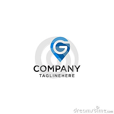 Letter G With Map Pointer logo design concept template Vector Illustration