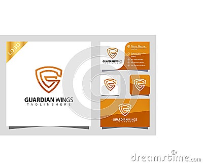 Letter G shield wings logos design vector illustration, modern company business card template Vector Illustration