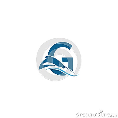 Letter G with stingray icon logo template illustration Vector Illustration