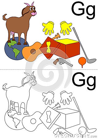 letter g worksheet Vector Illustration