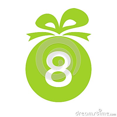 Letter 8 Gift Box Logo. Giftbox Icon Celebration Logo Element Template Vector Illustration