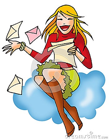 Letter girl 03 with background Stock Photo