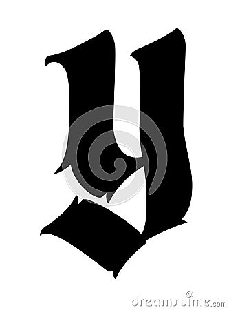 Letter, in the Gothic style. Vector. Alphabet. Calligraphy and lettering. Medieval Latin letter. Logo for the company. Monogram. Vector Illustration