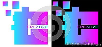 Blob letter with gradient shading and the words creative logo for business and art Vector Illustration
