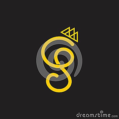 Letter gs crown ribbon logo vector Vector Illustration