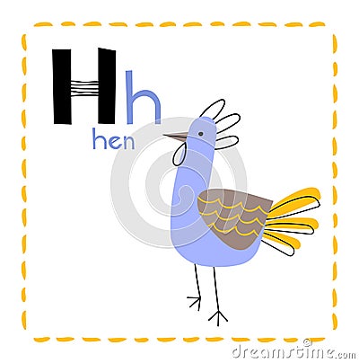 Letter H. Funny Alphabet for young children. Learning English for kids concept with a font in black capital letters in Vector Illustration