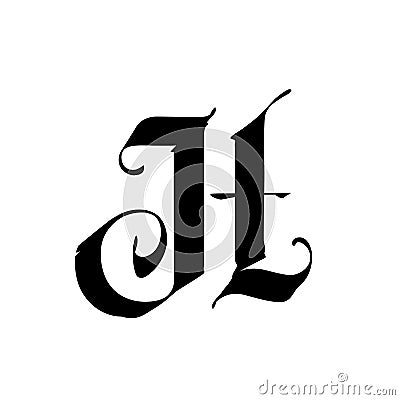 Letter H, in the Gothic style. Vector. Alphabet. The symbol is isolated on a white background. Calligraphy and lettering. Medieval Vector Illustration