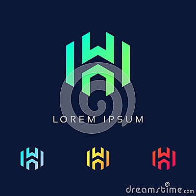 Letter H logo design template elements, initial H Font Icon inside Polygon shape, H Alphabet Monogram Vector Illustration