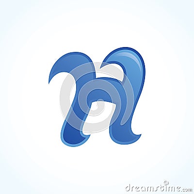 Letter H logo sign, Blue material design, Vector Vector Illustration
