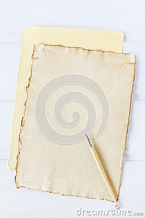 Letter handwritten with a vintage pen, old sheet of paper Stock Photo