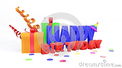 Letter Happy brithday word , 3D render Stock Photo