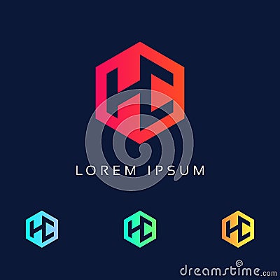Letter HC Logo Design, H C Unique Minimal Style colorful Icon, Text HC template elements, H C Modern Intro Vector Illustration