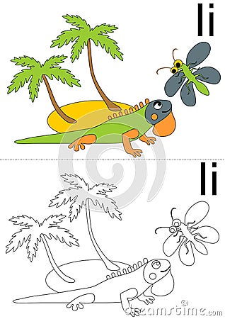 letter i worksheet Vector Illustration