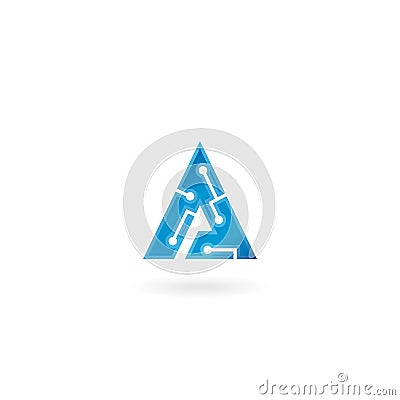 Letter A icon. Technology Smart logo, computer and data related business, hi-tech and innovative, electronic. Vector Illustration