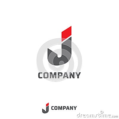 Letter J Alphabetic Company Logo Design Template, Lettermark Logo Concept, Sharp Font Vector Illustration