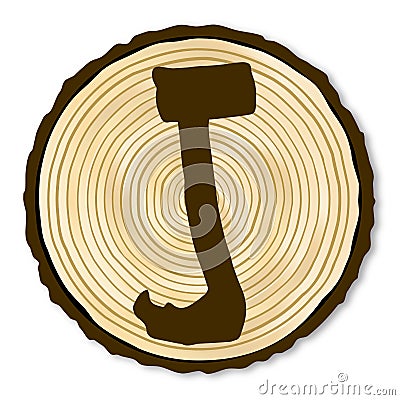 Letter J Log End Vector Illustration