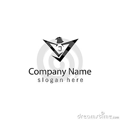 Letter j logo simple black illustration eagle design vector Vector Illustration