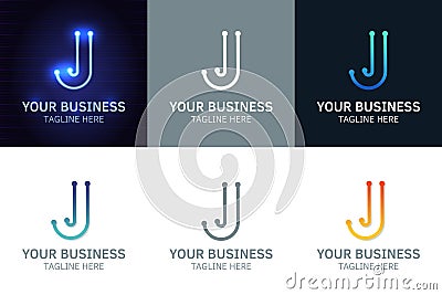 Letter J minimal logo icon design. Vector template graphic elements. Technology, digital interfaces, hardware and engineering Vector Illustration