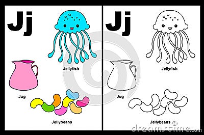 Letter J worksheet Vector Illustration