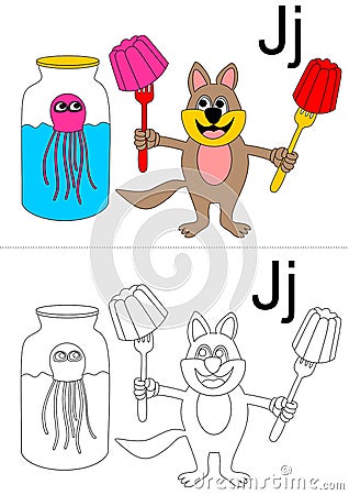 letter j worksheet Vector Illustration