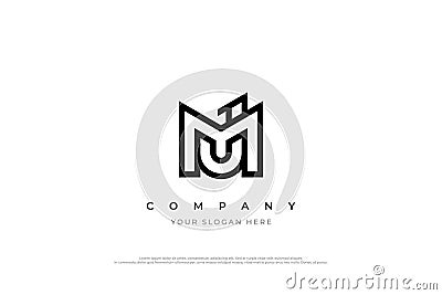 Letter JM Logo or MJ Monogram Logo Design Vector Illustration