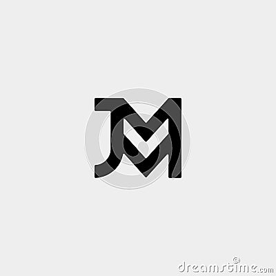 Letter JM MJ M J Monogram Logo Design Minimal Icon Vector Illustration