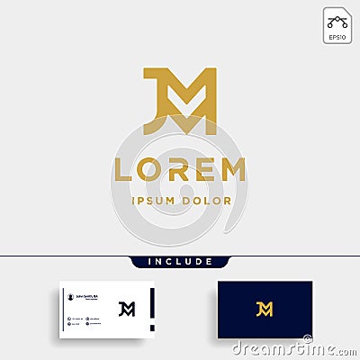 Letter JM MJ M J Monogram Logo Design Minimal Vector Illustration