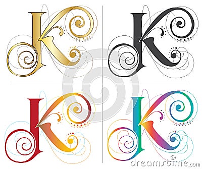 Letter K alphabet font design Vector Illustration