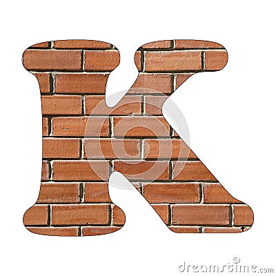 Letter K of the alphabet - Red brick wall background Stock Photo