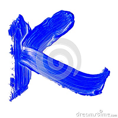 Letter K drawn with blue paints Stock Photo