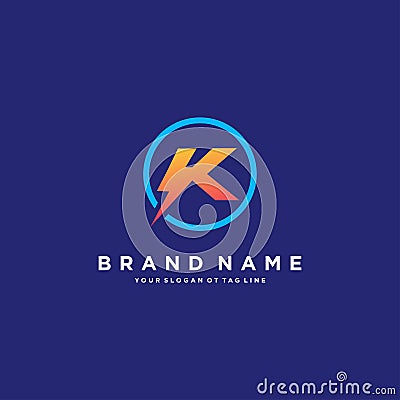 Letter K Flash Electrical Logo design vector Vector Illustration