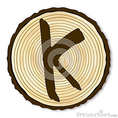 Letter K Log End Vector Illustration